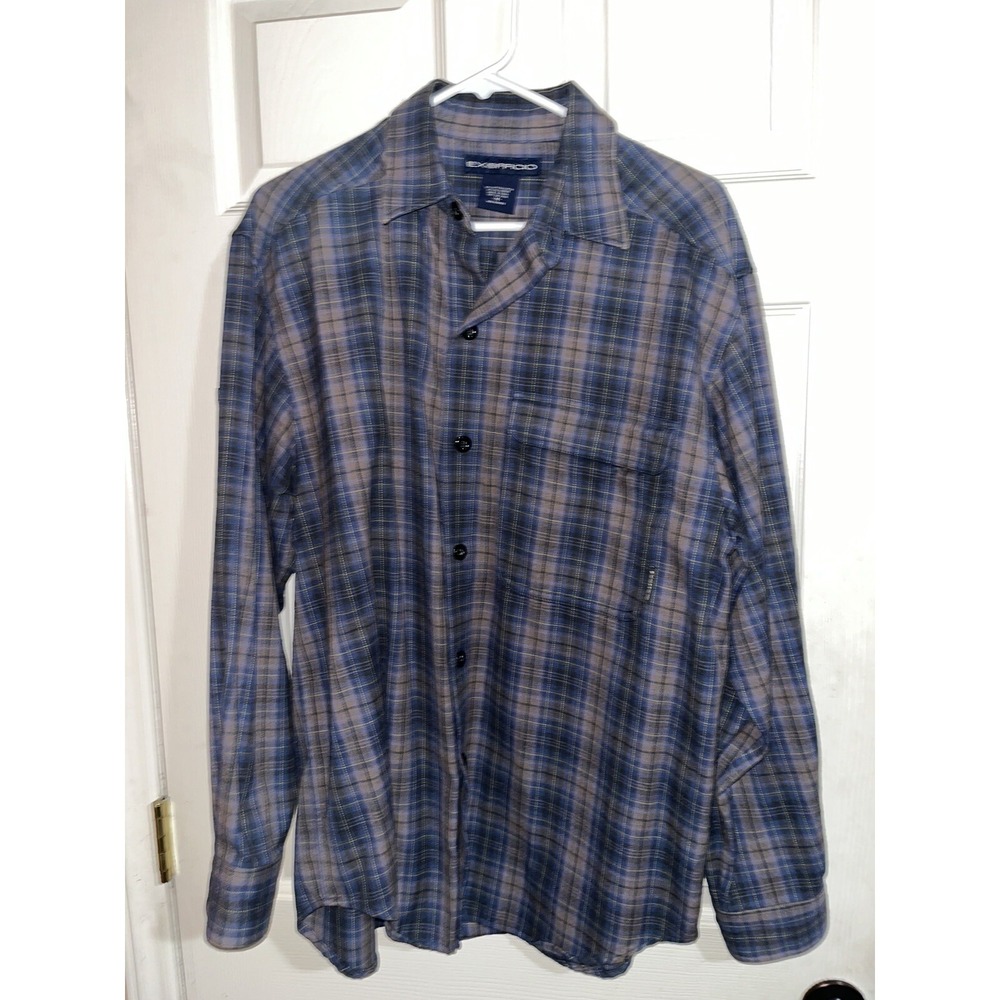 Exofficio Men's Long Sleeve Button‎ Up Plaid Flannel Shirt M